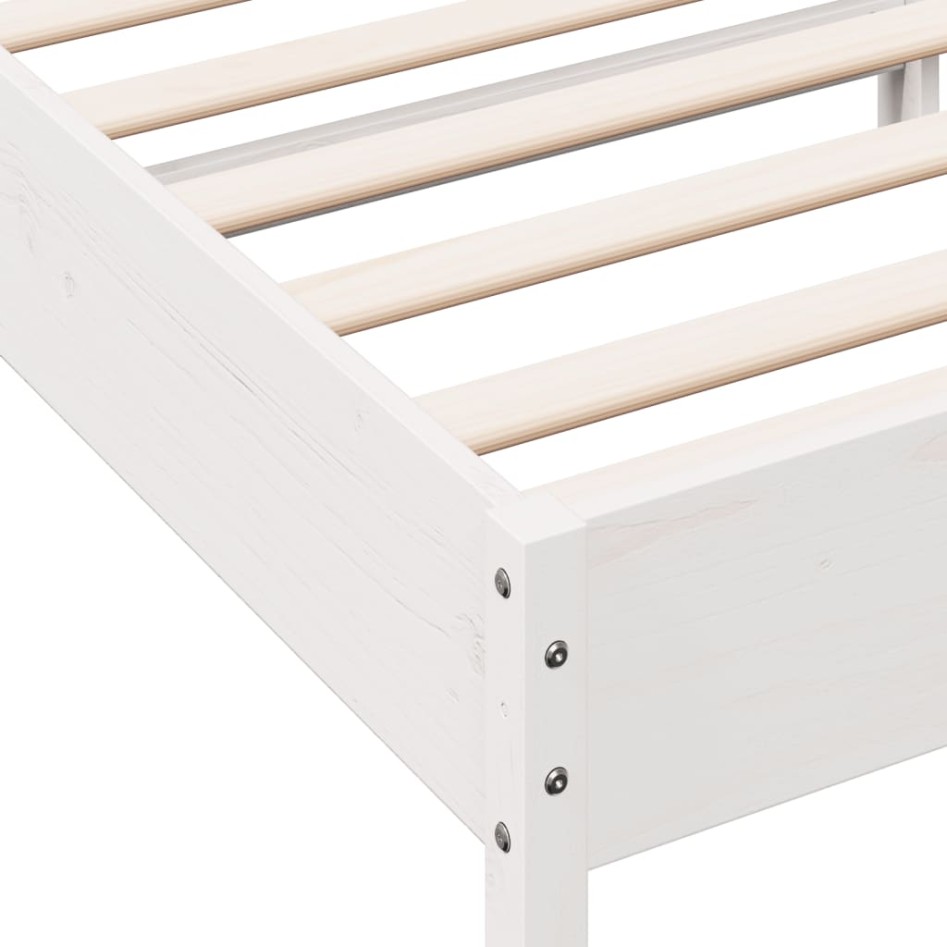 Estructura de cama con cabecero madera de pino blanca 90x200