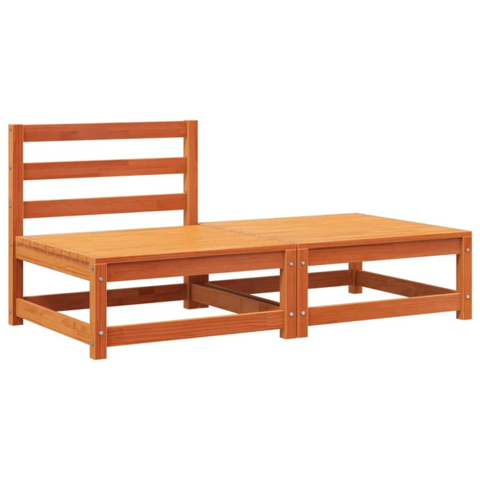 Sofá jardín sin reposabrazos con reposapiés madera pino