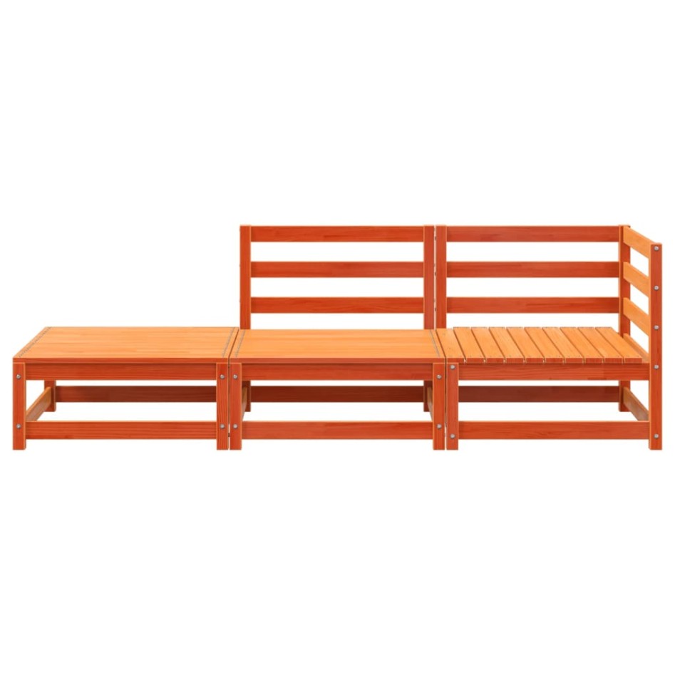 Sofá de jardín con reposapiés 2 plazas madera pino marrón