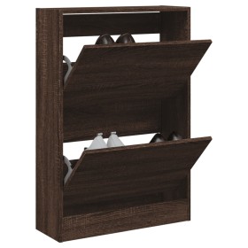 Zapatero de madera de ingeniería marrón roble 60x21x87,5