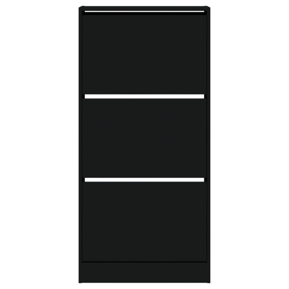 Zapatero de madera de ingeniería negro 60x21x125,5