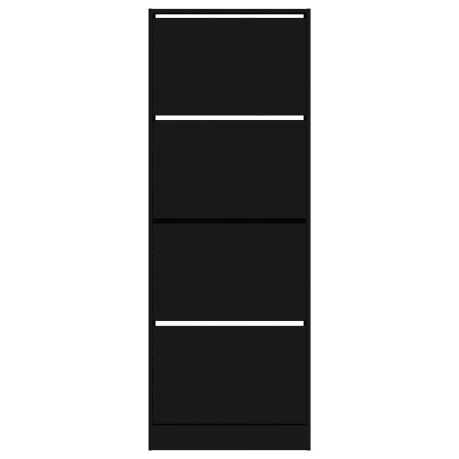 Zapatero de madera de ingeniería negro 60x21x163,5