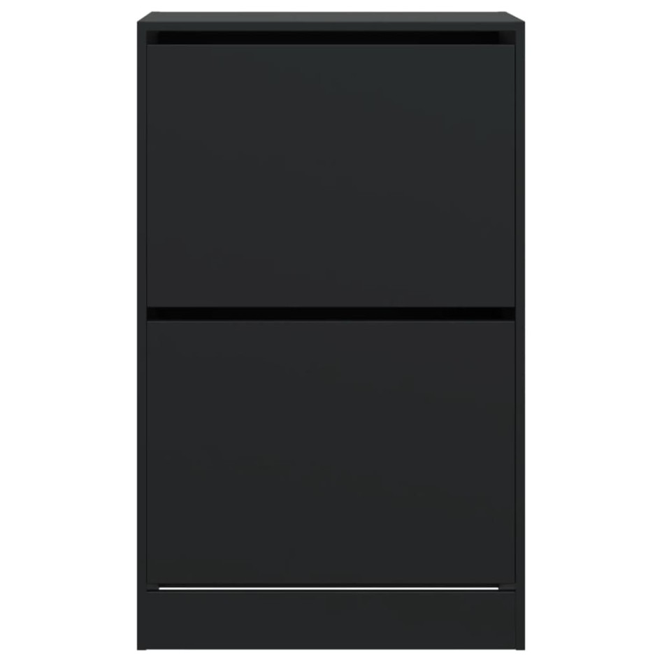 Zapatero de madera de ingeniería negro 60x34x96,5