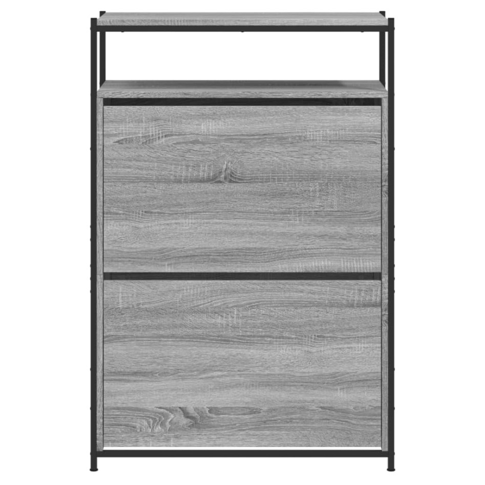 Zapatero de madera de ingeniería gris Sonoma 75x34x112