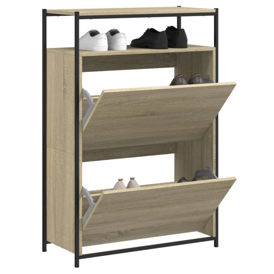 Zapatero de madera de ingeniería roble Sonoma 75x34x112