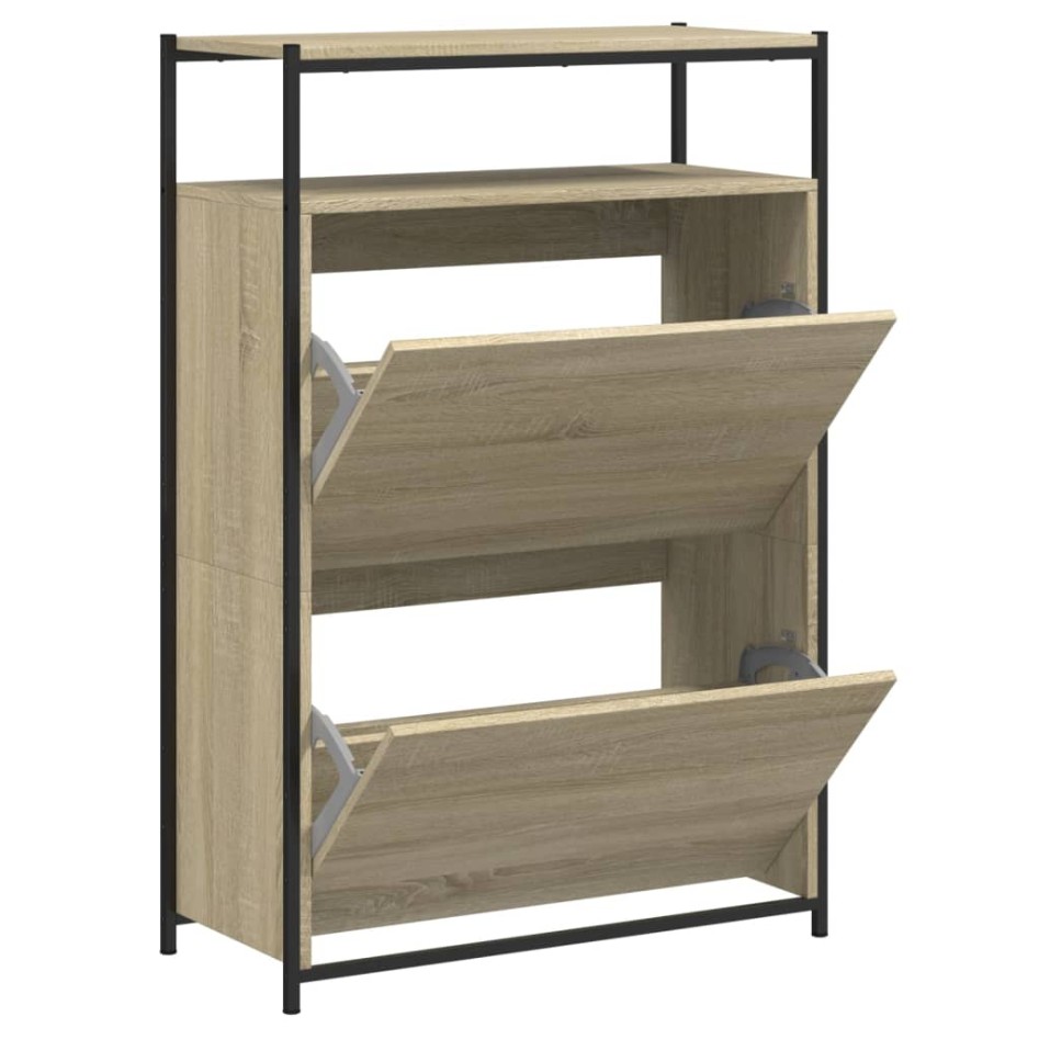 Zapatero de madera de ingeniería roble Sonoma 75x34x112