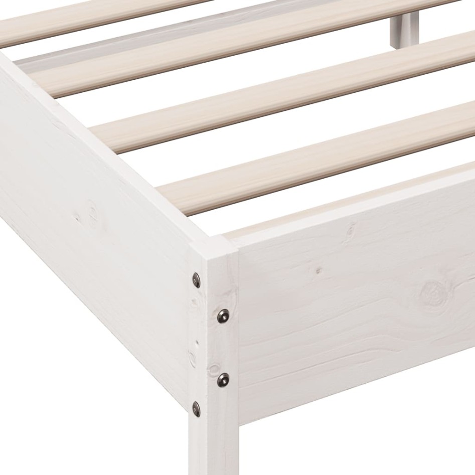 Estructura de cama con cabecero madera pino blanco 135x190