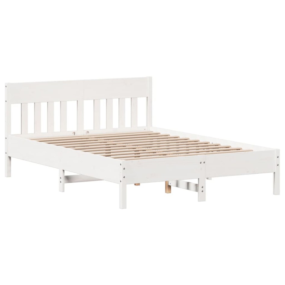 Estructura de cama con cabecero madera pino blanco 120x190