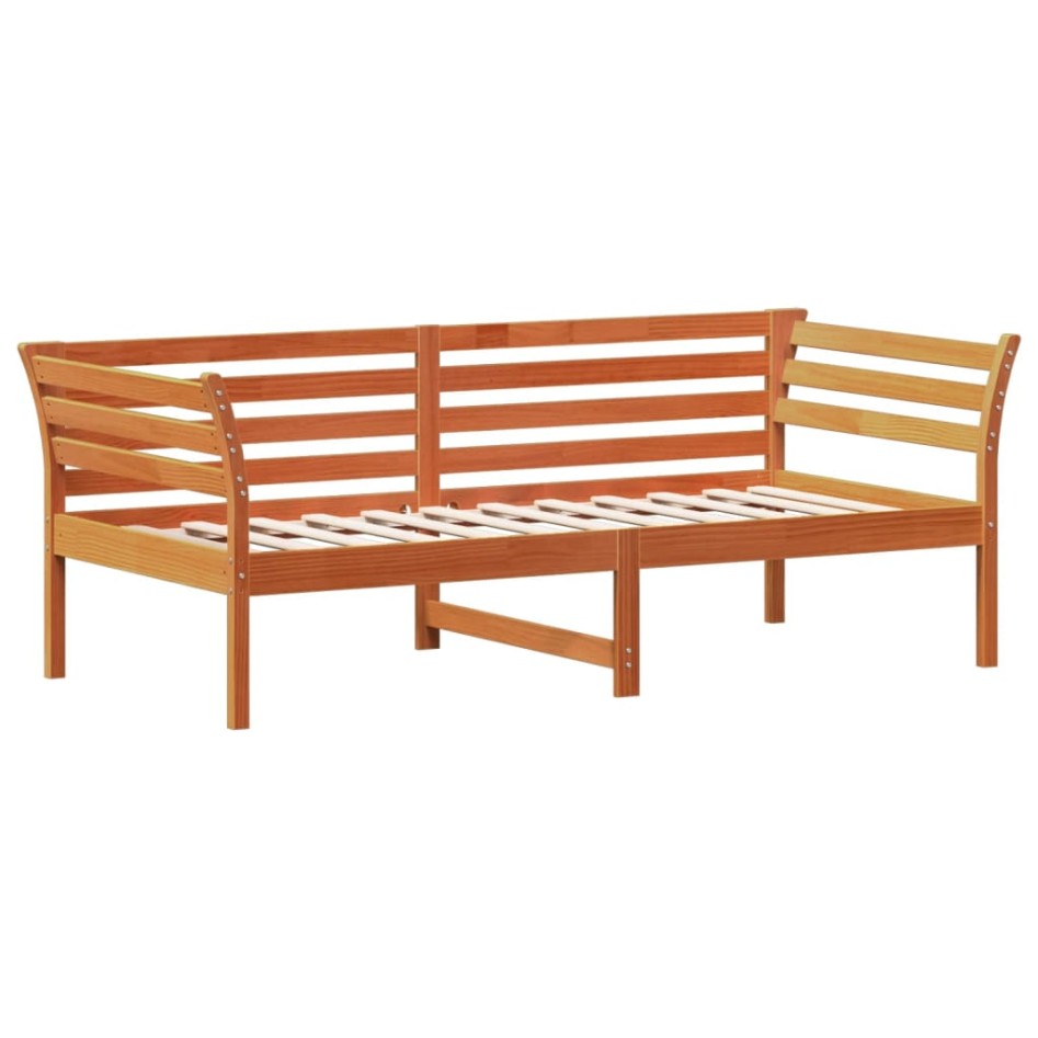 Sofá cama de madera maciza de pino marrón cera 75x190