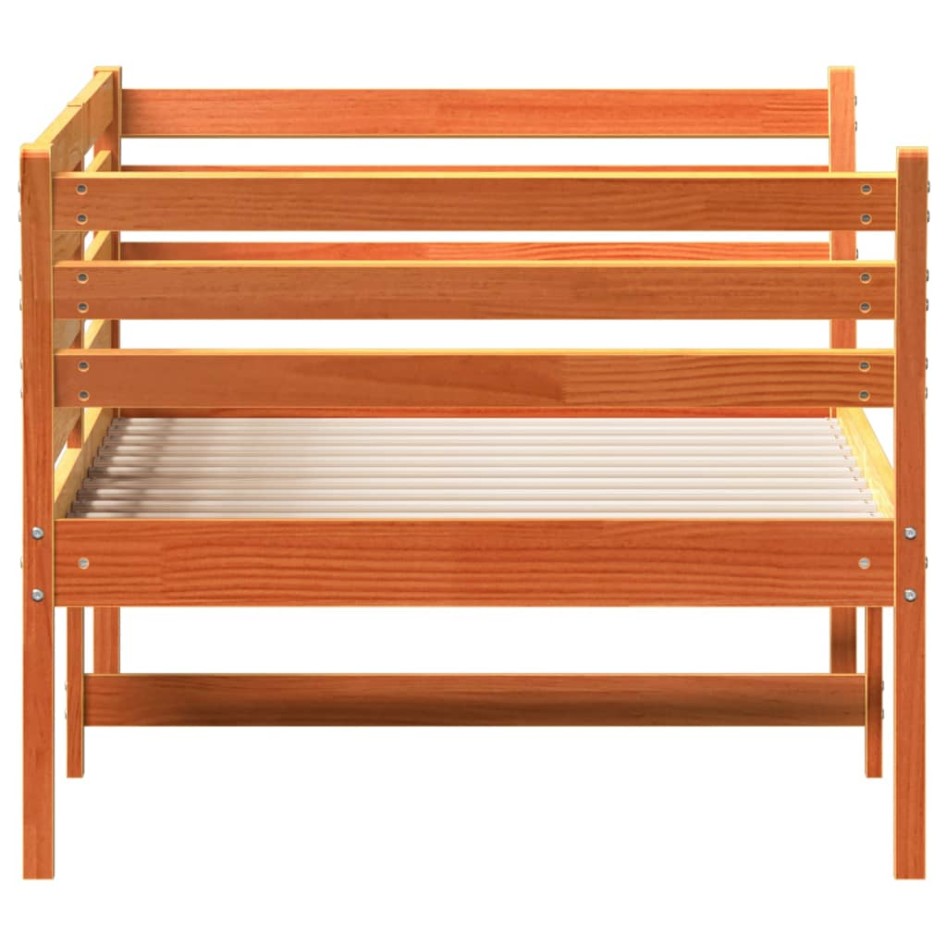 Sofá cama de madera maciza de pino marrón cera 75x190