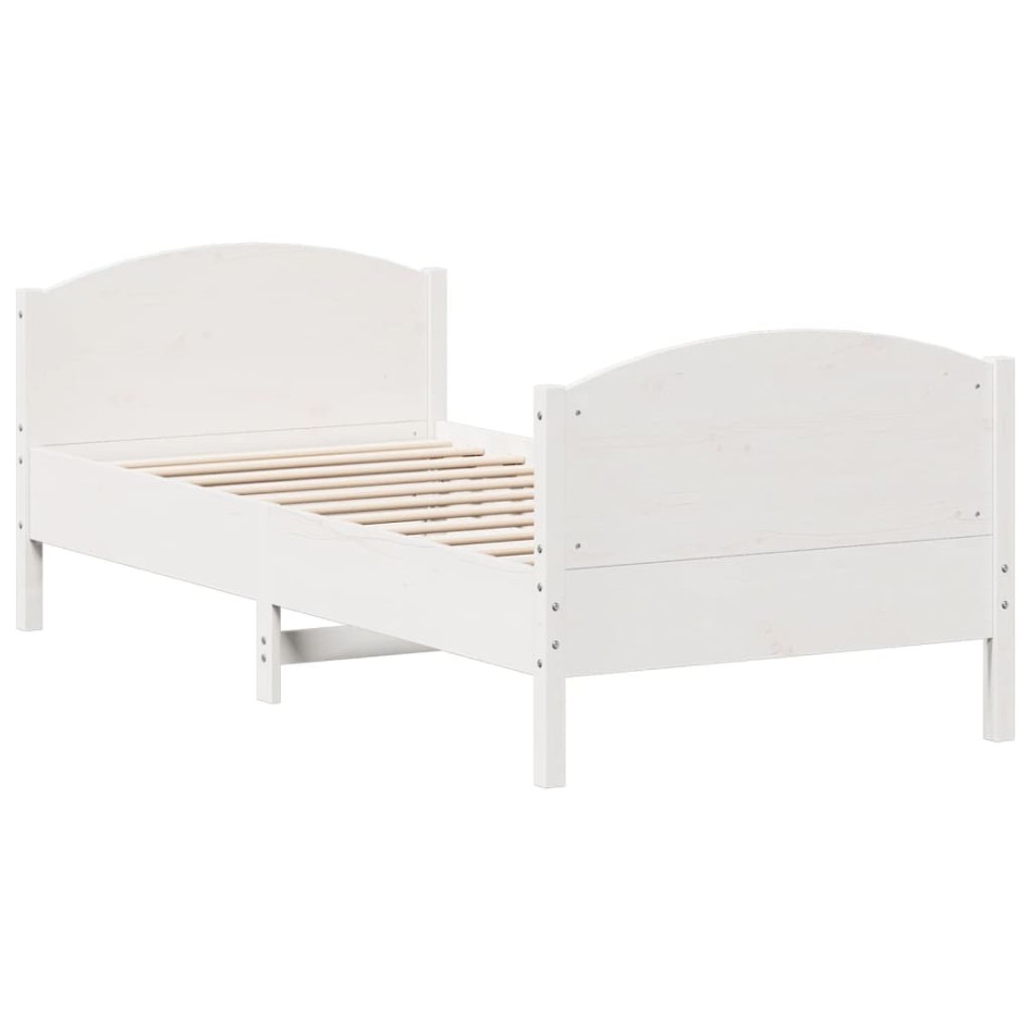 Estructura de cama con cabecero madera pino blanco 75x190