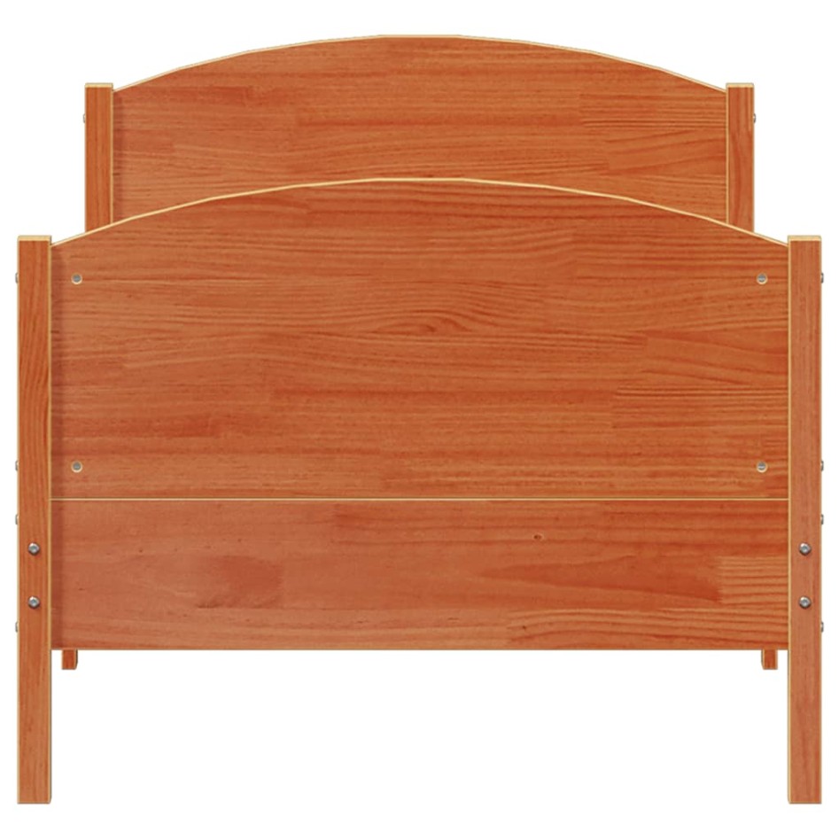 Estructura cama con cabecero madera pino marrón cera 75x190