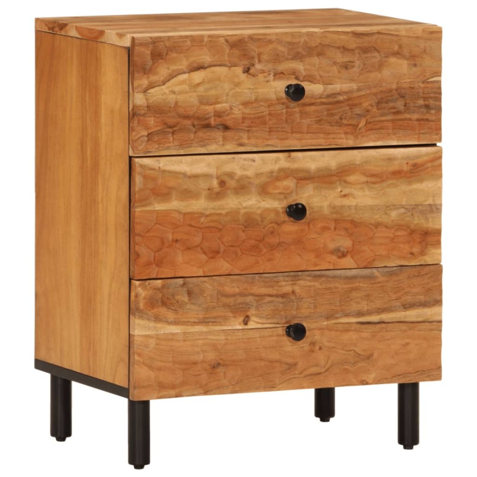 Mesita de noche madera maciza de acacia 50x33x60