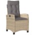 Sillón reclinable de jardín con cojines ratán PE beige