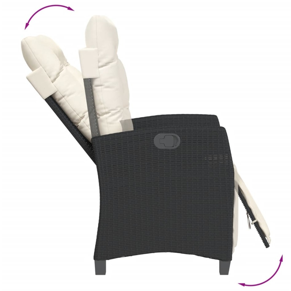 Sillón reclinable de jardín con reposapiés ratán PE