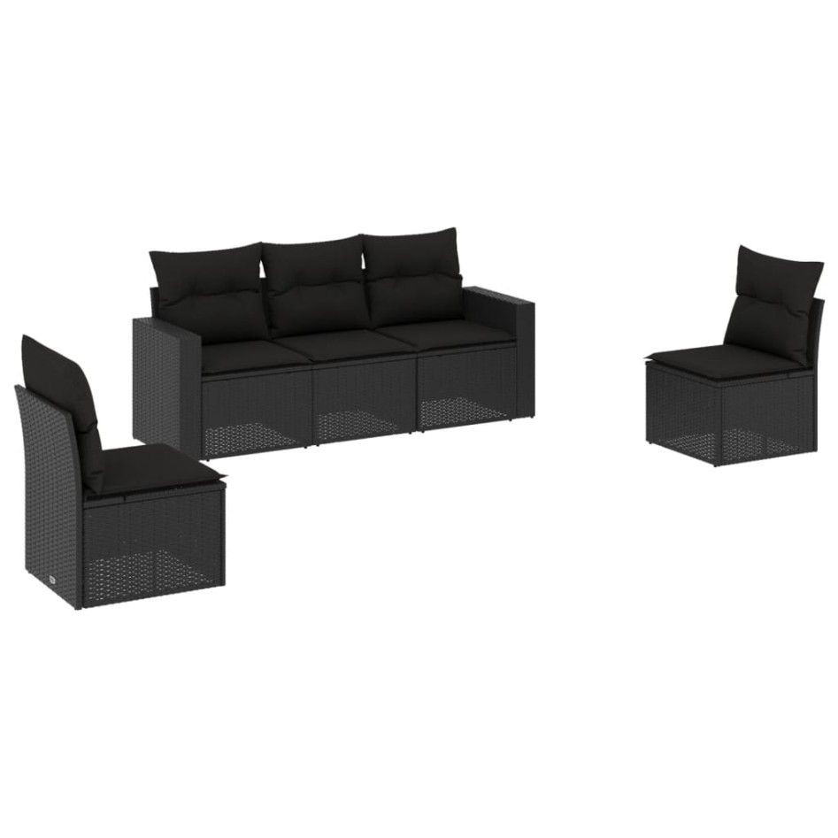 Set de muebles de jardín 5 pzas y cojines ratán sintético