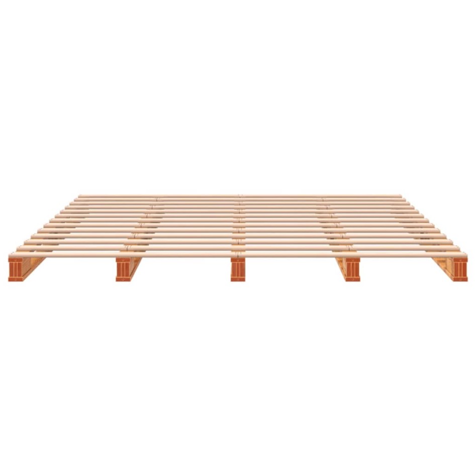 Cama de palets madera maciza de pino marrón cera 180x200