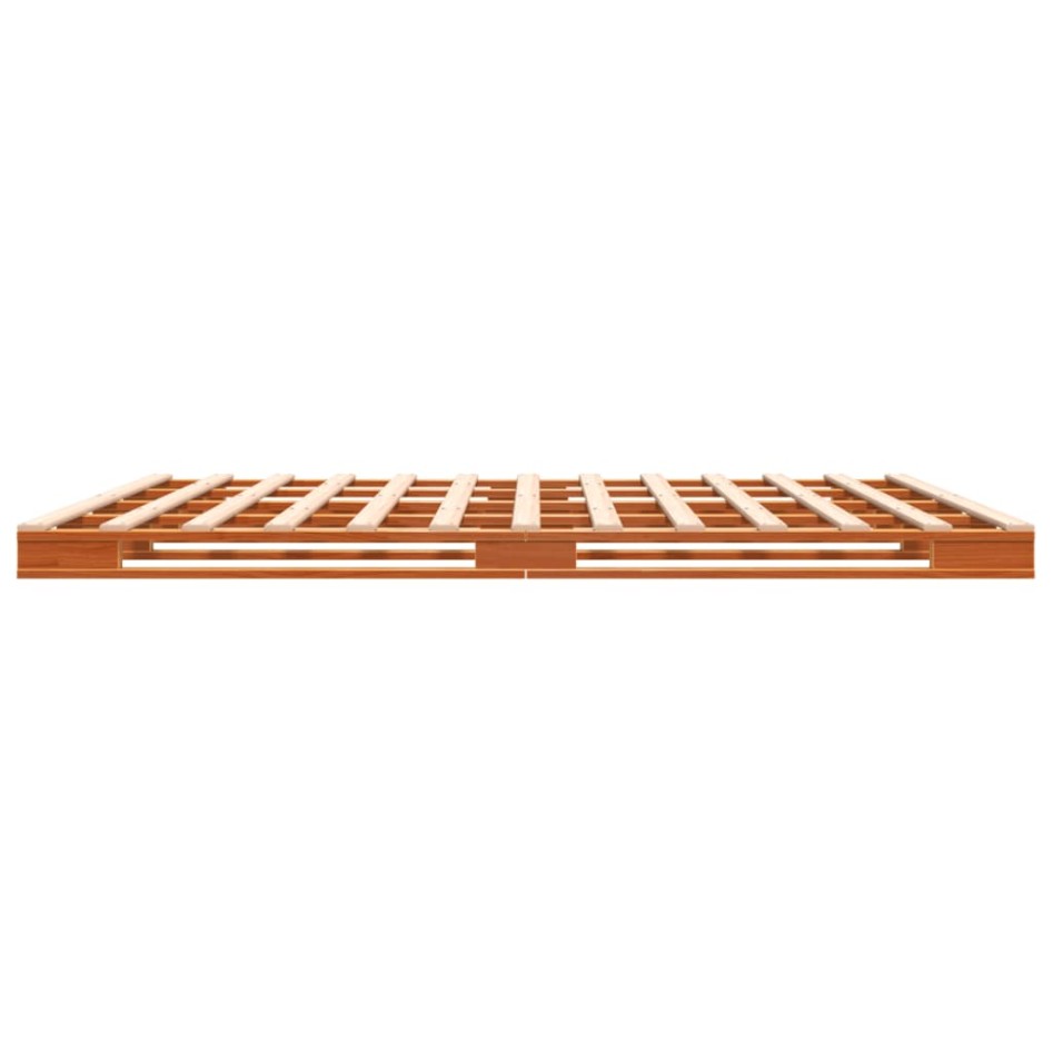 Cama de palets madera maciza de pino marrón cera 180x200