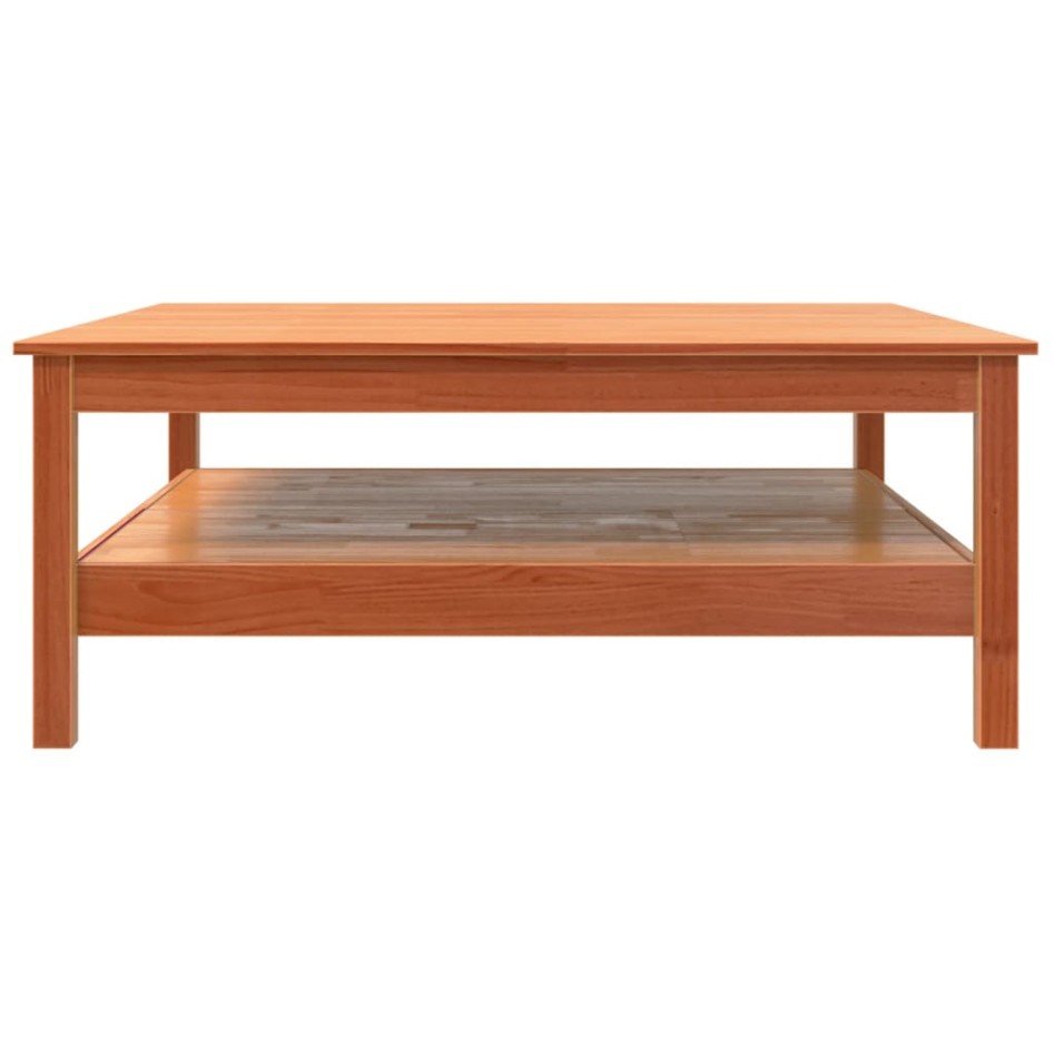 Mesa de centro madera maciza de pino marrón cera 100x100x40