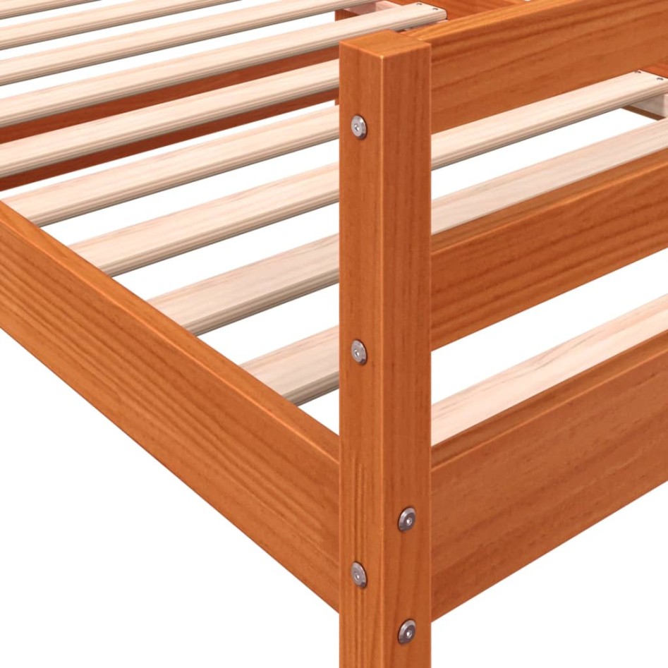 Estructura de cama madera maciza de pino marrón cera 90x190