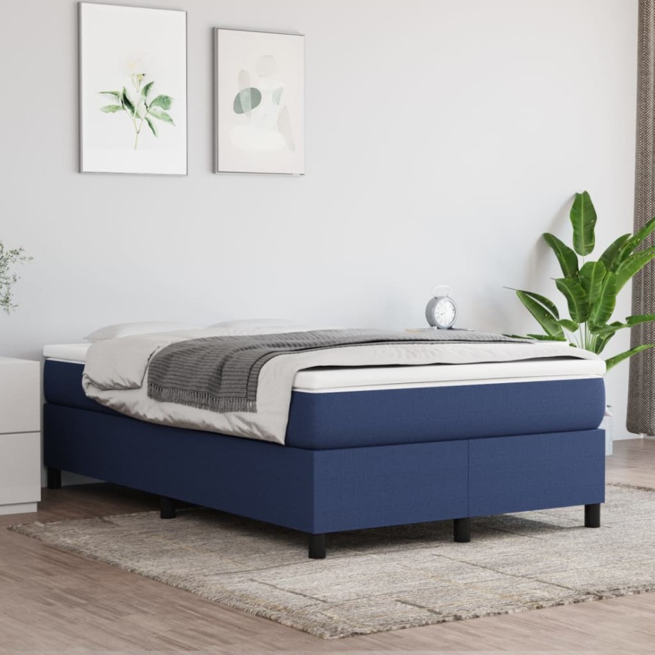 Cama box spring con colchón tela azul 120x190