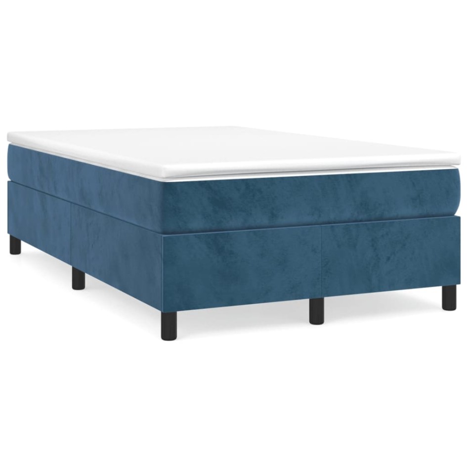 Cama box spring con colchón terciopelo azul oscuro 120x190