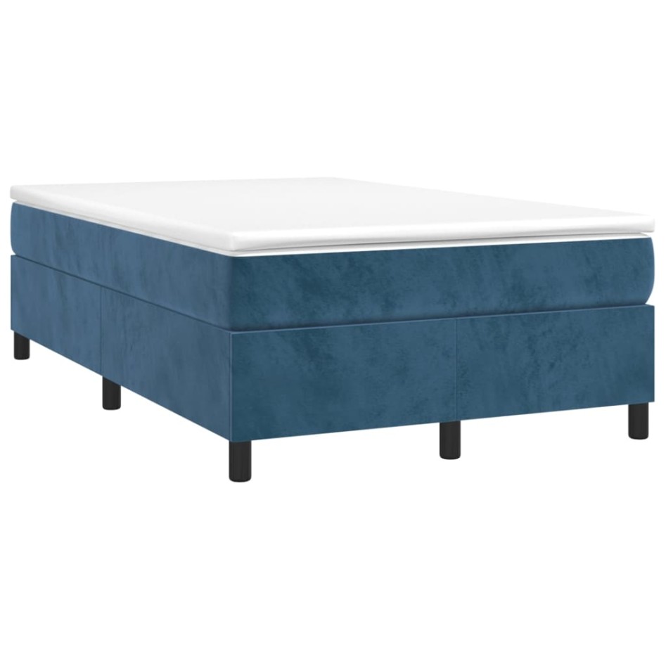 Cama box spring con colchón terciopelo azul oscuro 120x190