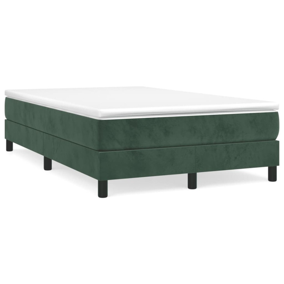 Cama box spring con colchón terciopelo verde oscuro 120x190