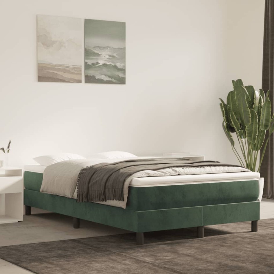 Cama box spring con colchón terciopelo verde oscuro 120x190