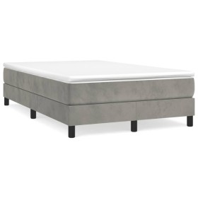 Cama box spring con colchón terciopelo gris claro 120x190