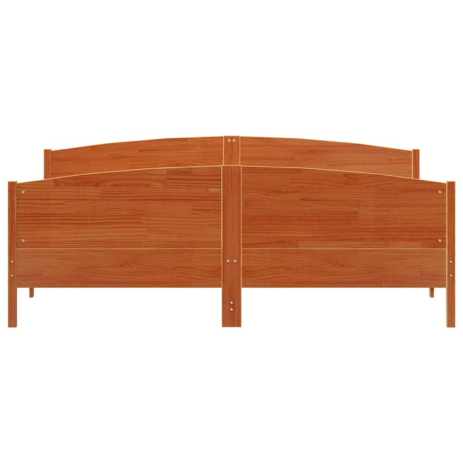 Estructura cama con cabecero madera pino marrón cera 180x200