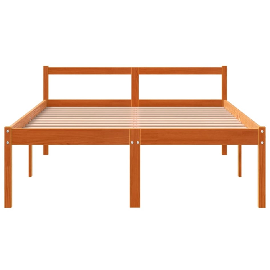 Cama para mayores madera maciza de pino marrón cera 140x190