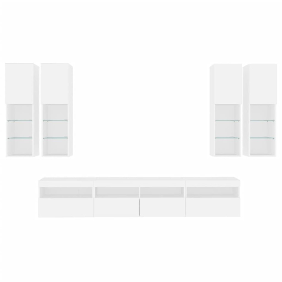 Muebles de TV de pared con luces LED 7 piezas