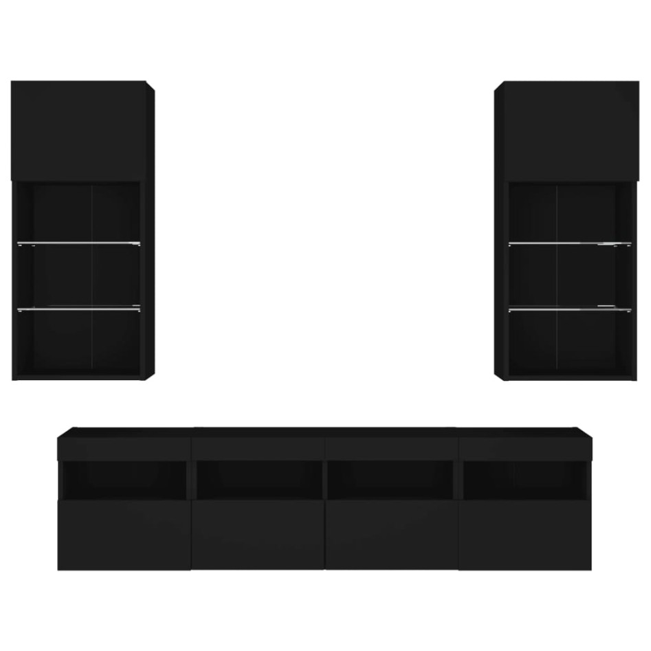 Muebles de TV de pared con LED 5 pzas madera ingeniería