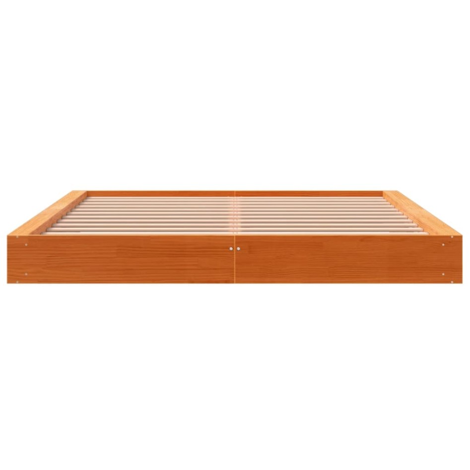 Estructura de cama madera maciza pino marrón cera 120x200