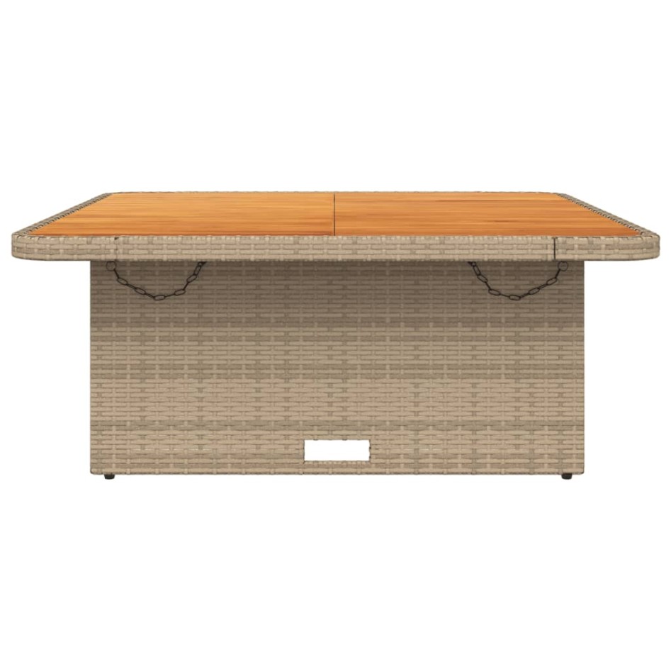 Mesa de jardín madera de acacia y ratán PE beige 110x110x71