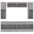 Muebles de TV de pared con luces LED 6 piezas gris