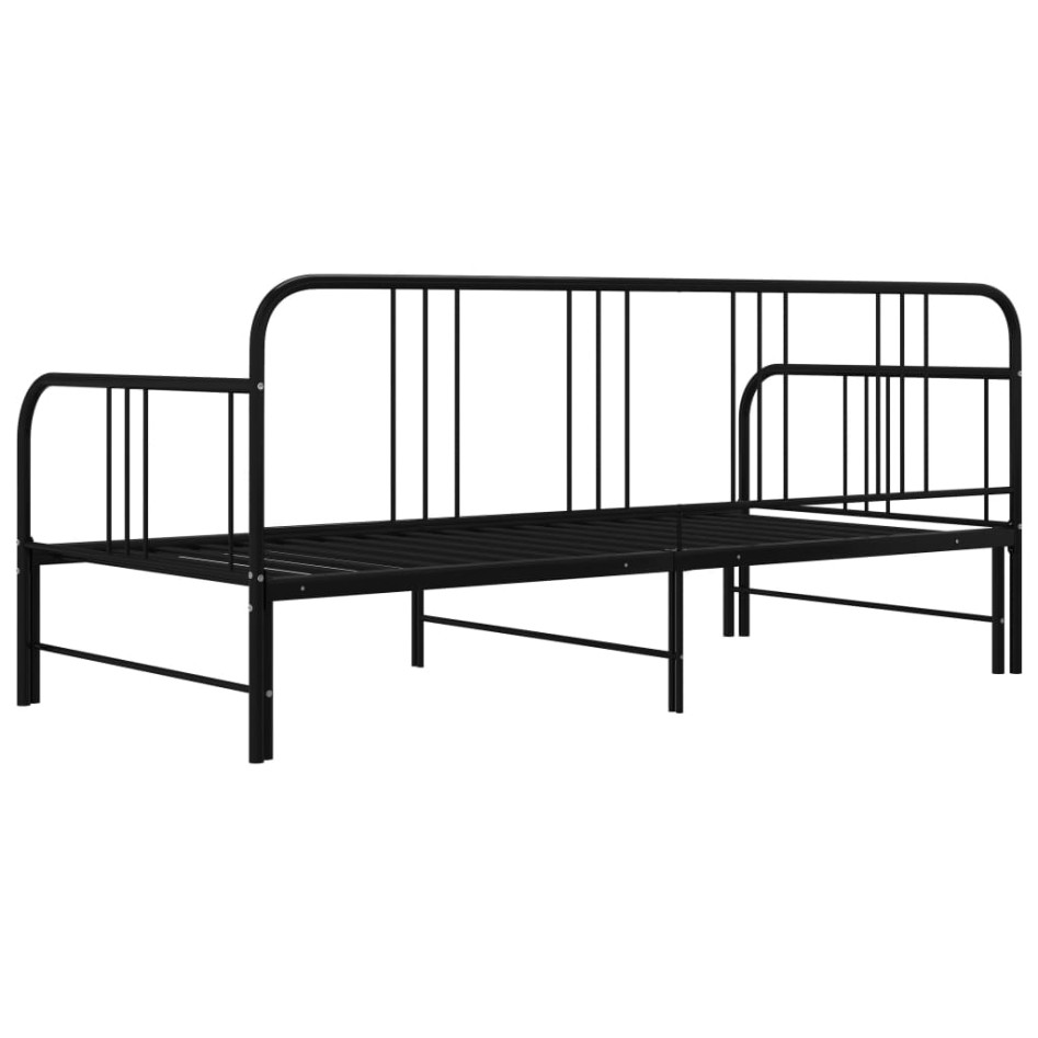 Estructura de sofá cama extraíble metal negro 90x200