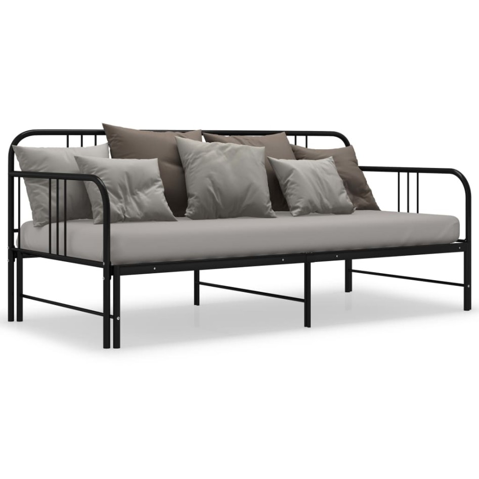 Estructura de sofá cama extraíble metal negro 90x200