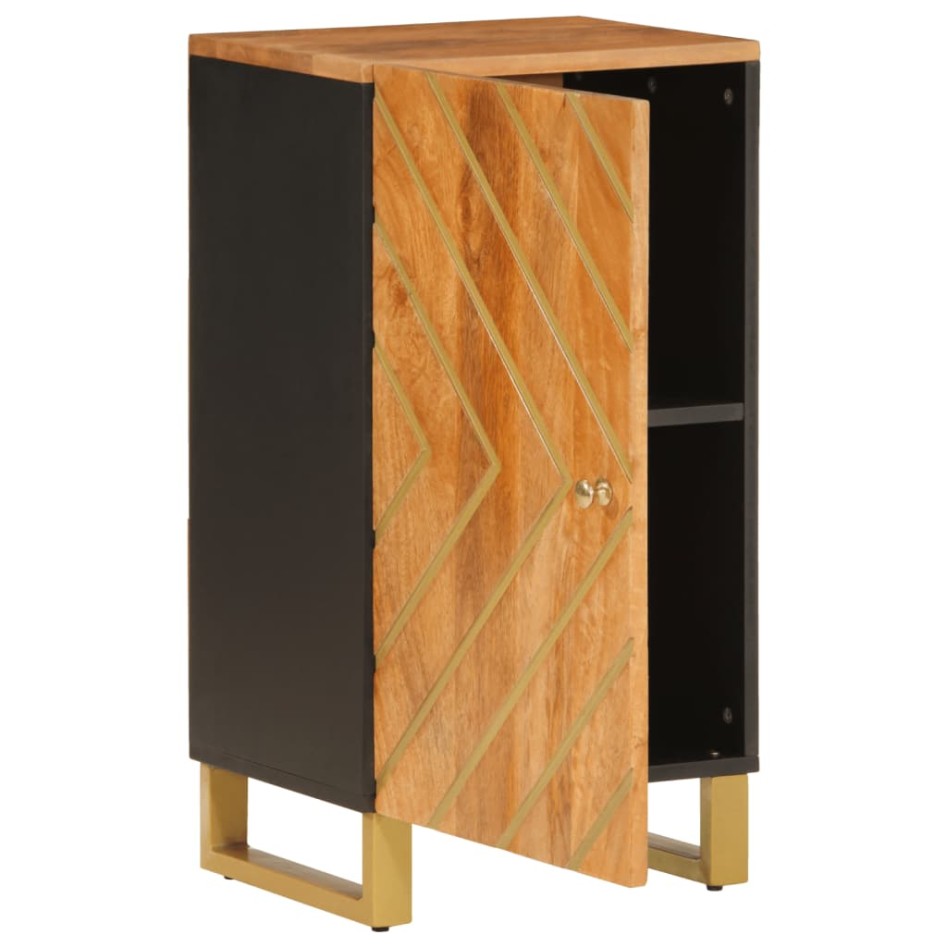 Mueble auxiliar madera maciza mango marrón/negro 40x33,5x75