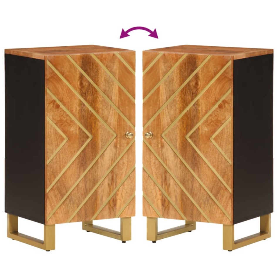 Mueble auxiliar madera maciza mango marrón/negro 40x33,5x75