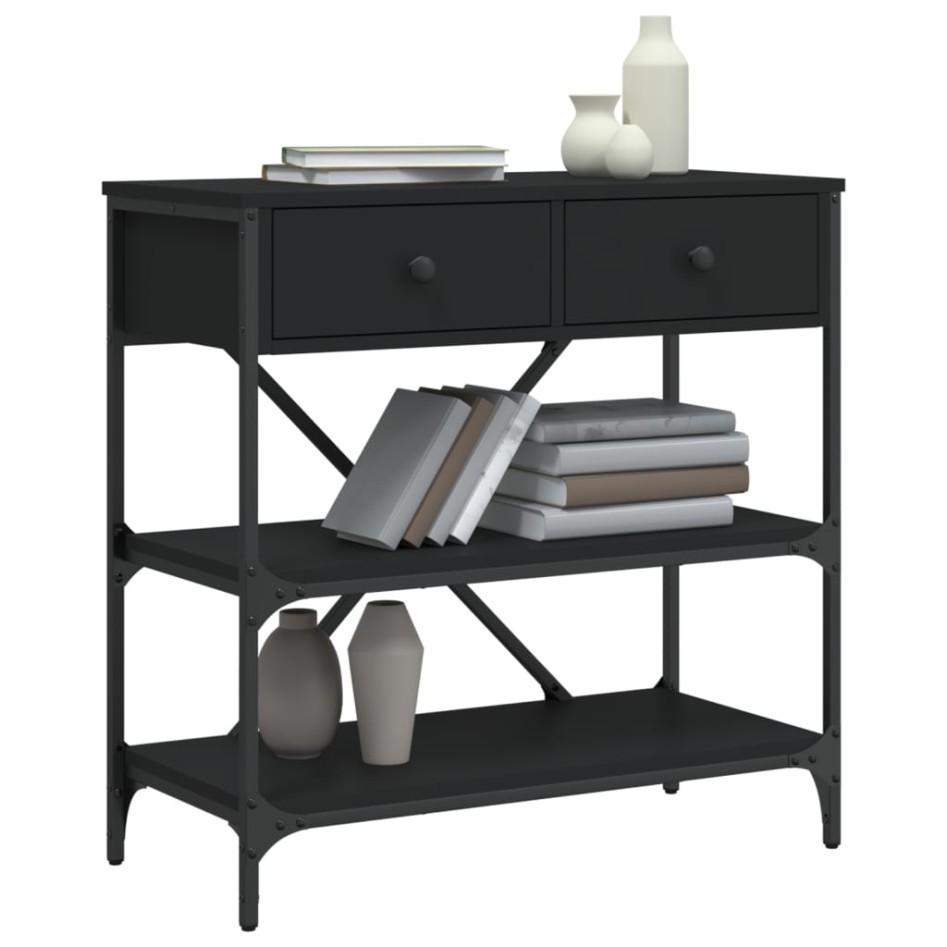 Mesa consola madera de ingeniería negro 75x34,5x75
