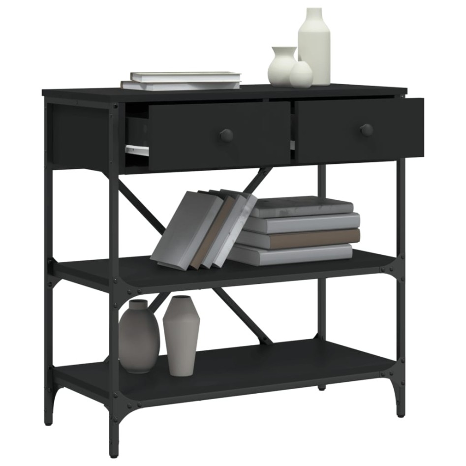 Mesa consola madera de ingeniería negro 75x34,5x75