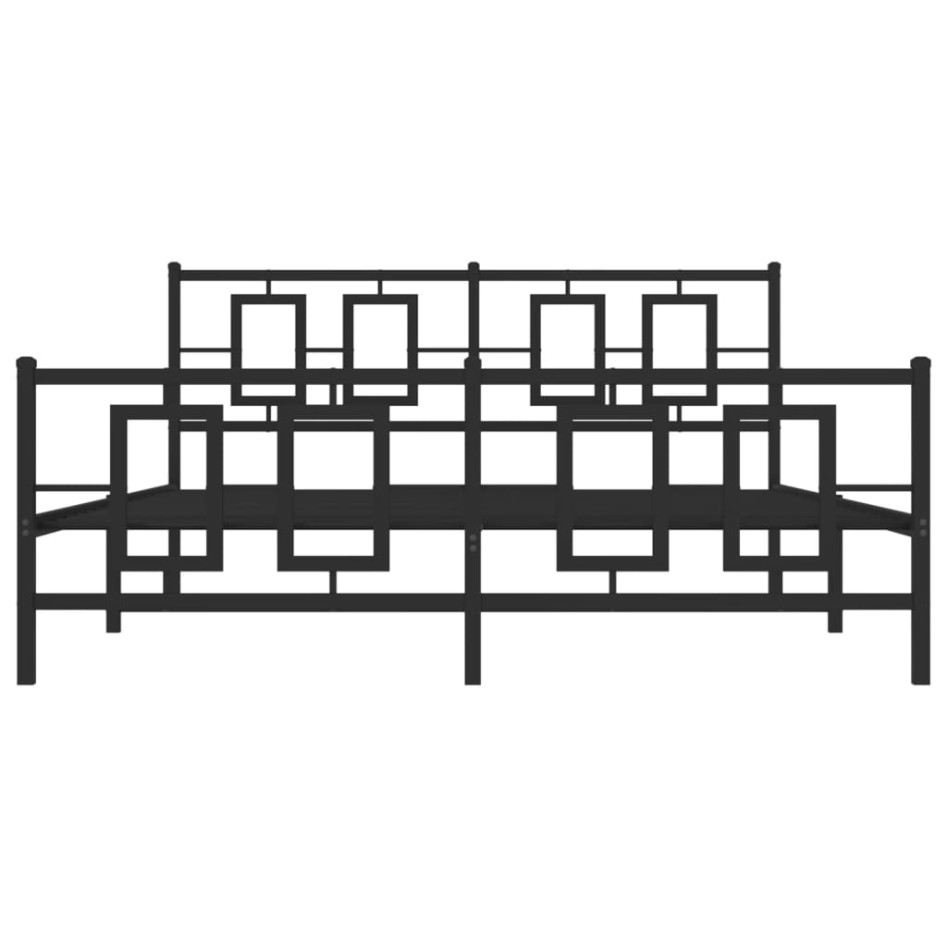 Estructura de cama cabecero y estribo metal negro 160x200