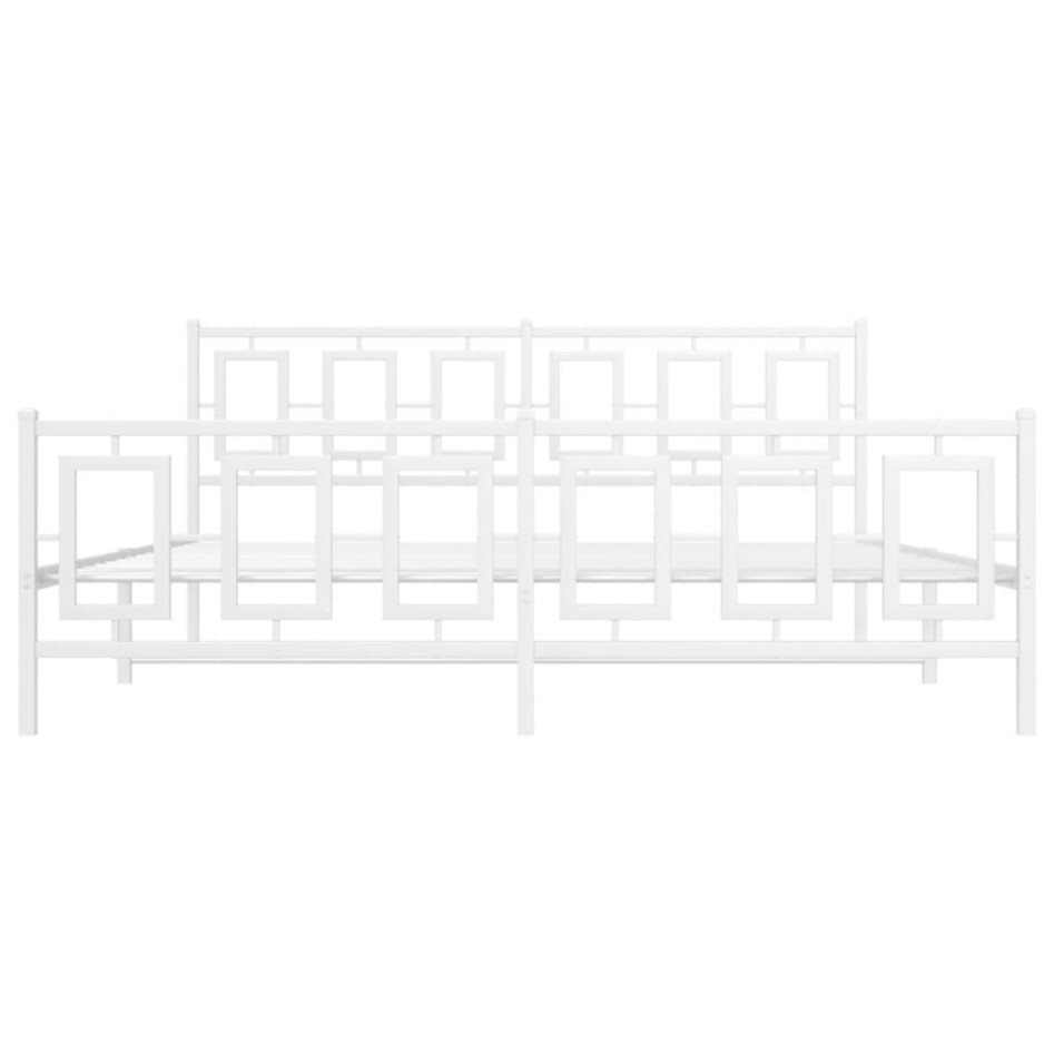 Estructura cama metal con cabecero y estribo blanco 180x200