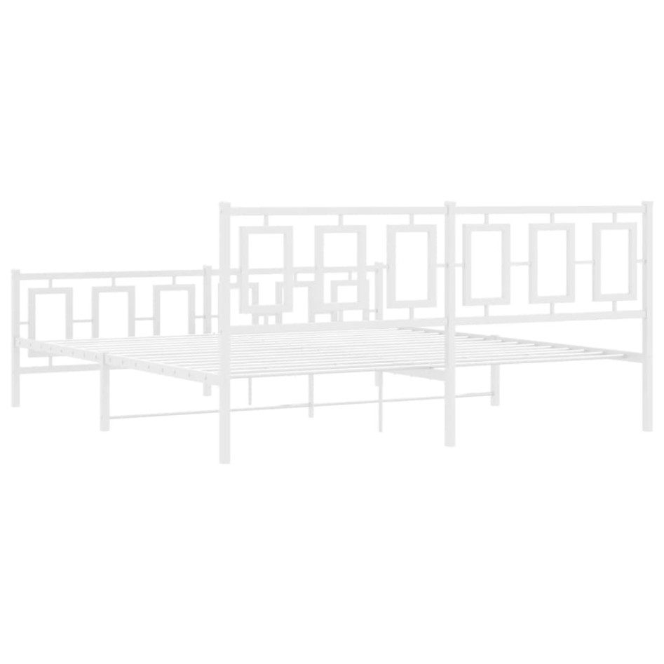 Estructura cama metal con cabecero y estribo blanco 180x200