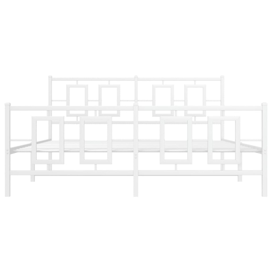 Estructura cama metal con cabecero y estribo blanco 150x200