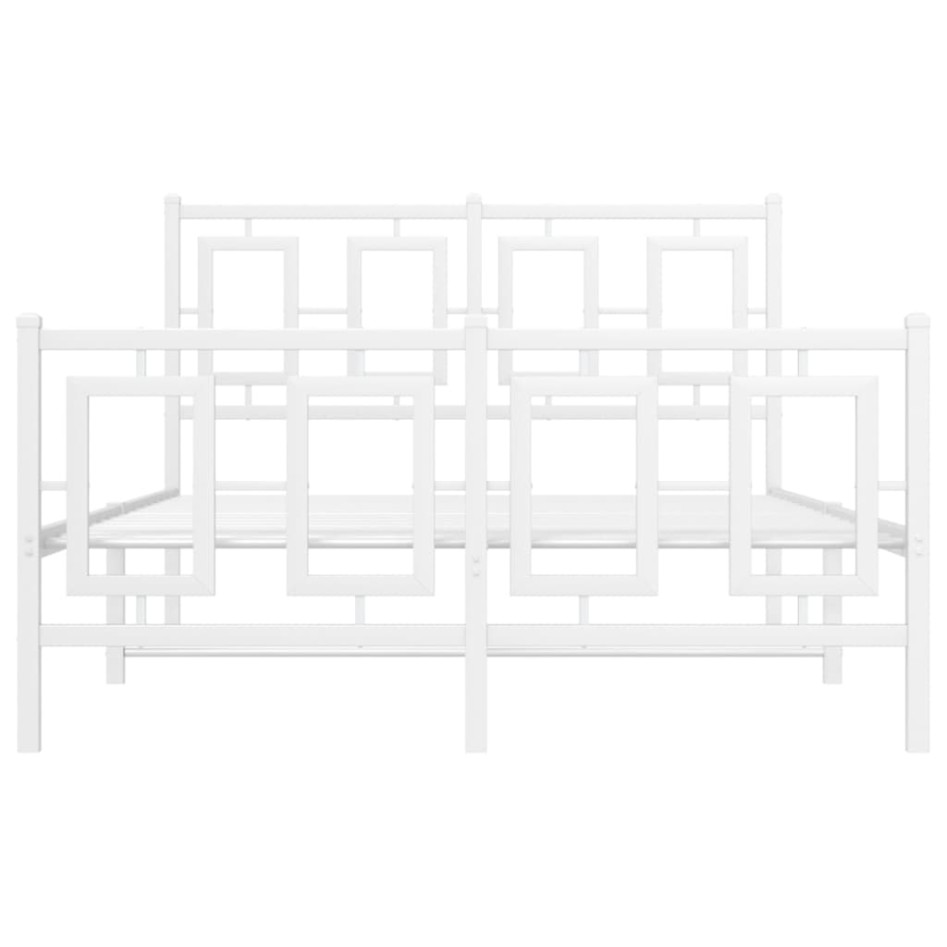 Estructura cama metal con cabecero y estribo blanco 120x200