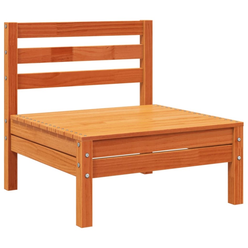 Sofá de jardín 3 plazas con reposapiés madera pino marrón