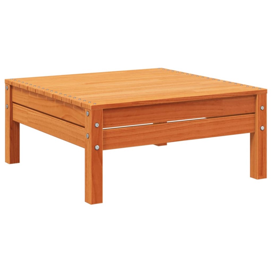 Sofá de jardín 3 plazas con reposapiés madera pino marrón